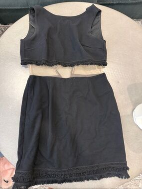 Bailey 44 Black Two-Piece Fringe Mini Dress
